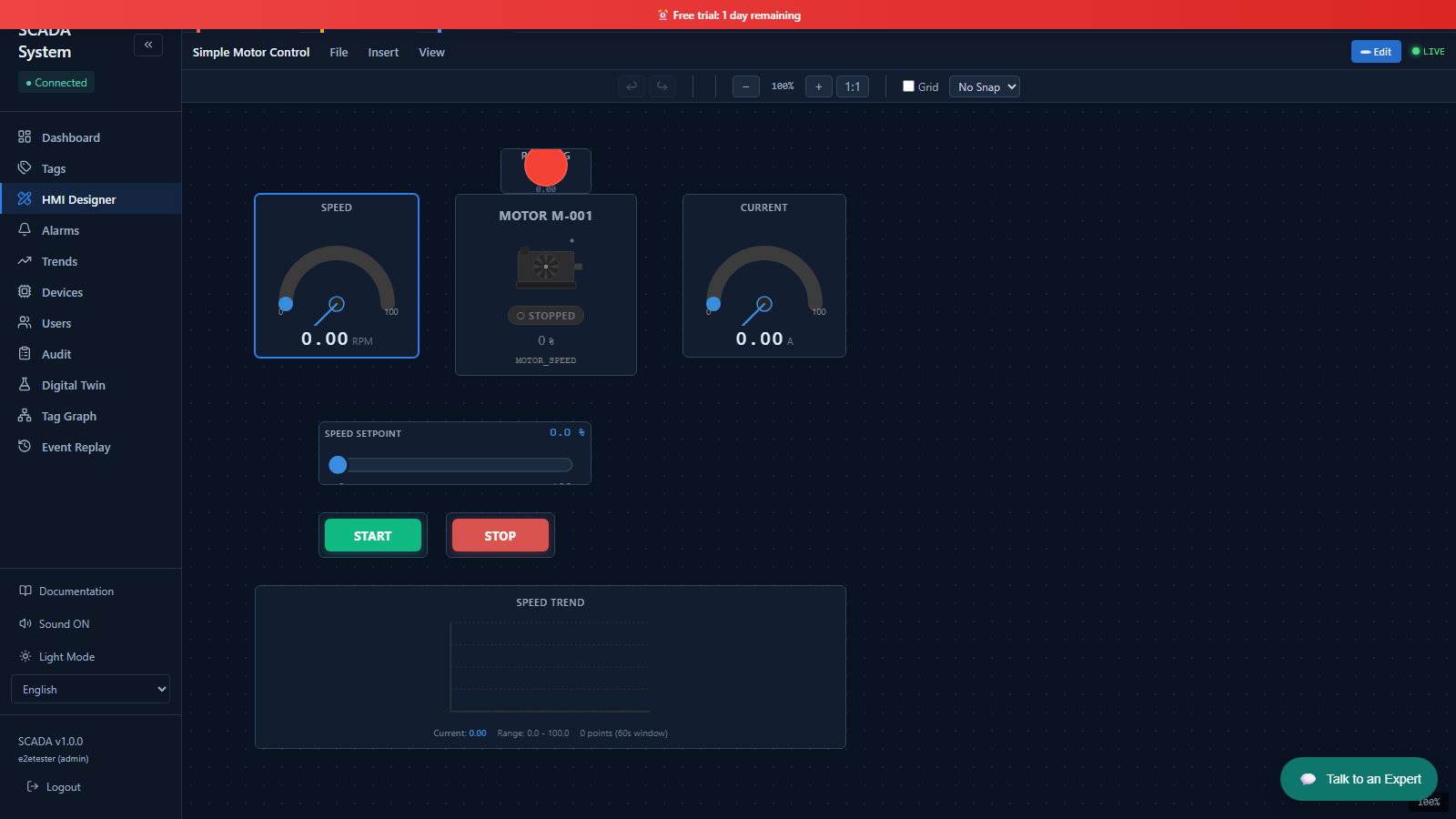 SCADA HMI run mode